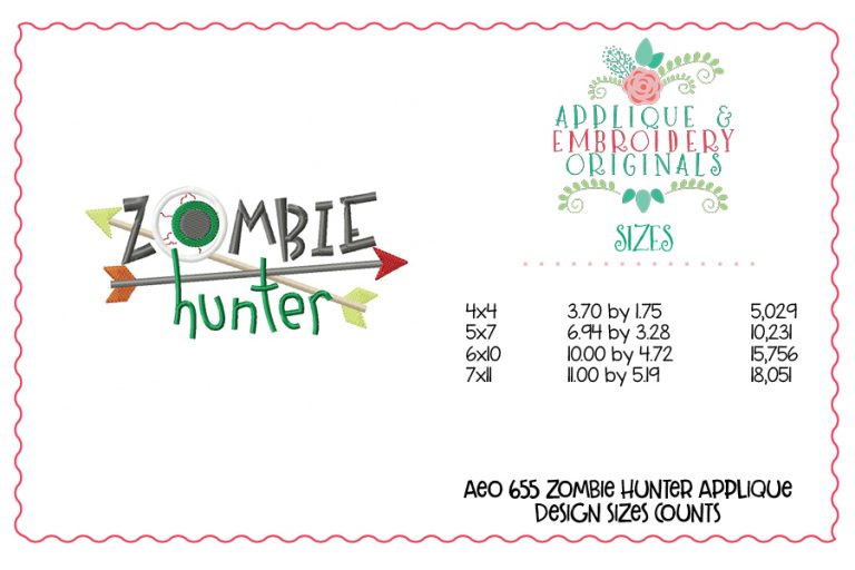 655 Zombie Hunter Applique Design - Image 4