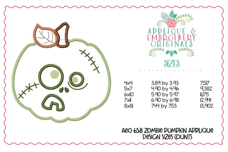 658 Zombie Pumpkin Applique Design - Image 4
