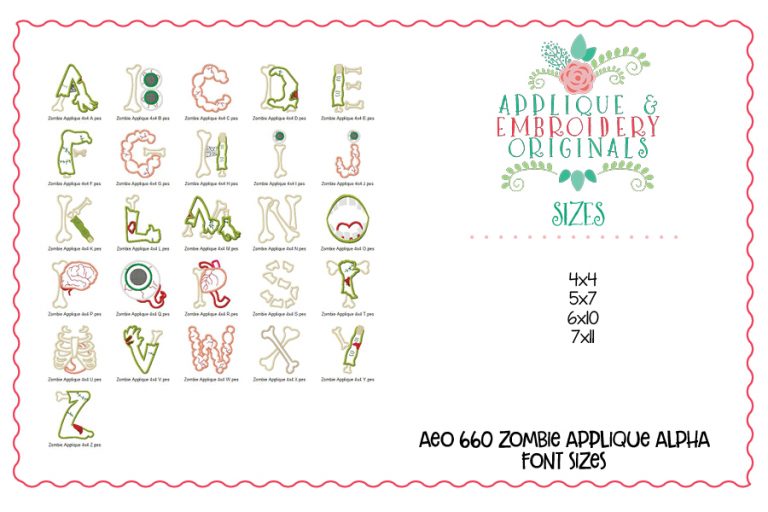 660 Zombie Alpha Applique Font Design - Image 5