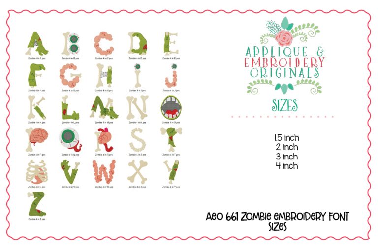 661 Zombie Embroidery Alpha Font - Image 3
