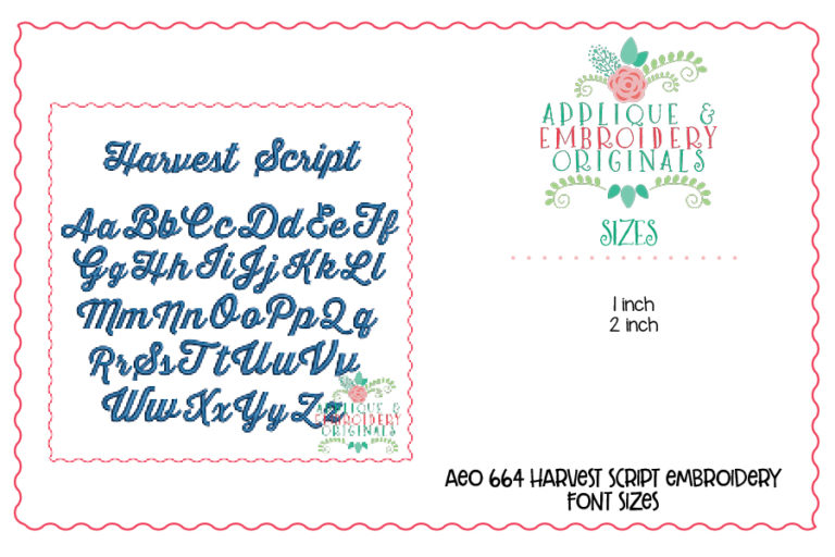 664 Harvest Script Embroidery Font - Image 3