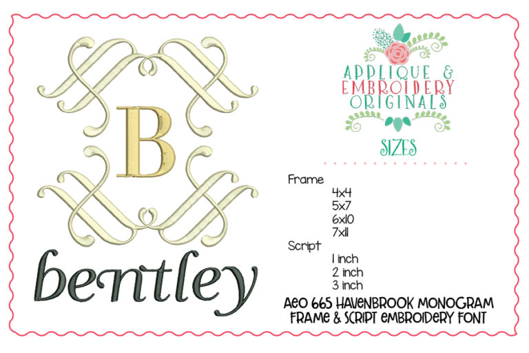 665 Havenbrook Framed Monogram Script Embroidery Font - Image 5