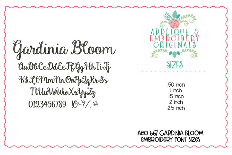 667 Gardenia Bloom Embroidery Font - Image 5