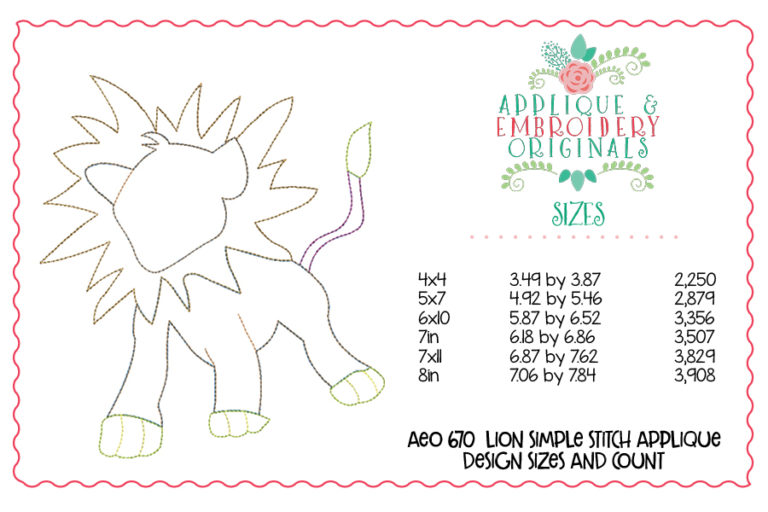 670 Lion Simple Stitch Applique Design - Image 2