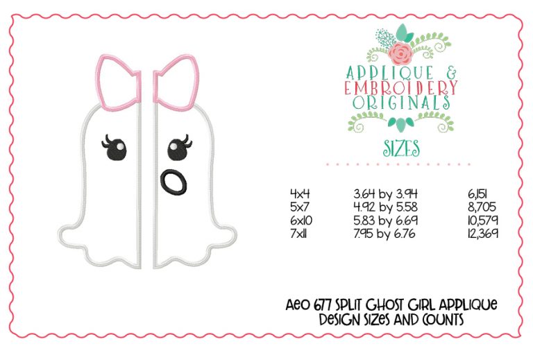 677 Split Ghost Girl Applique Design - Image 3
