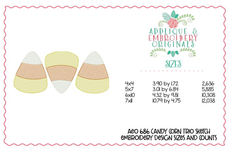 686 Candy Corn Trio Sketch Embroidery Design - Image 4