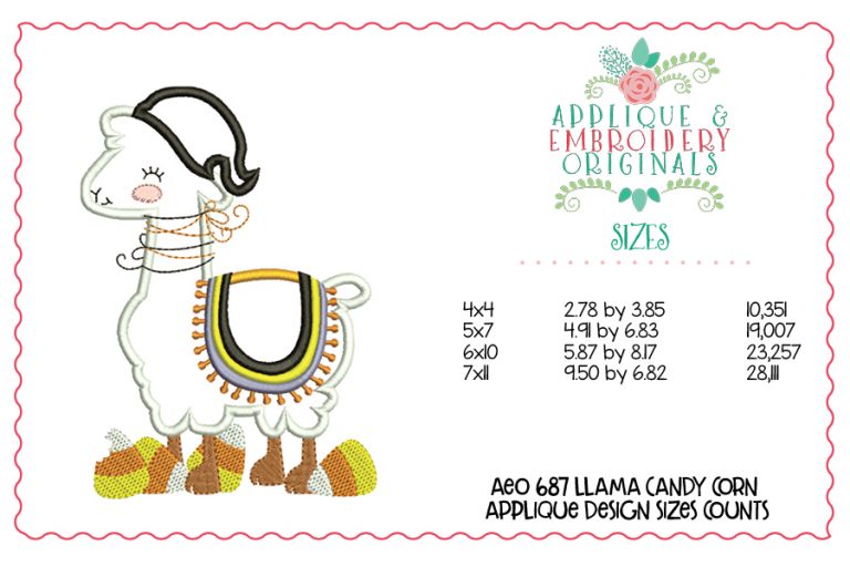 687 Llama Candy Corn Applique Design - Image 3