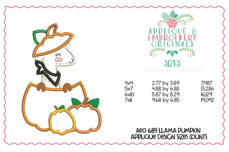689 Llama Pumpkin Applique Design - Image 3
