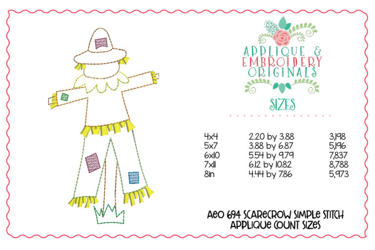 694 Scarecrow Simple Stitch Applique Design - Image 3