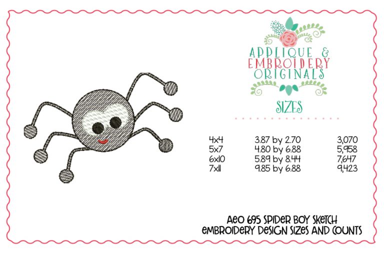 695 Spider Boy Quick Sketch Embroidery Design - Image 3