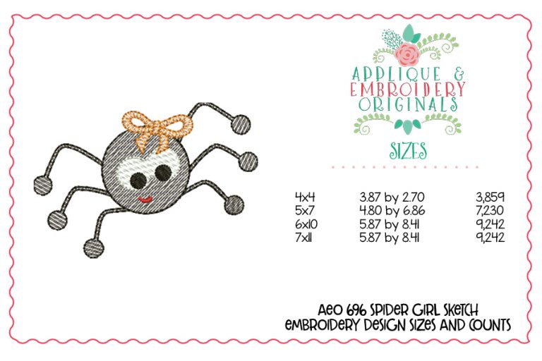 696 Spider Girl Quick Sketch Embroidery Design - Image 3