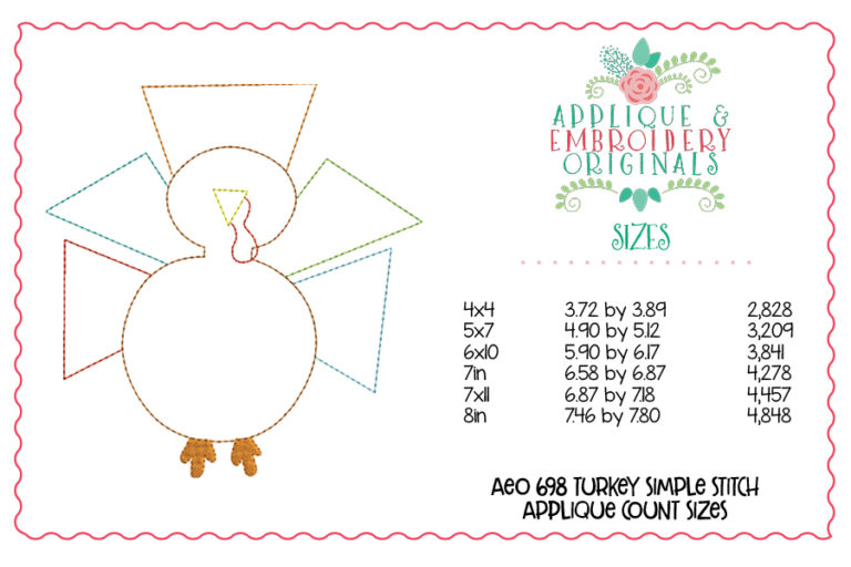 698 Turkey Simple Stitch Applique Design - Image 3