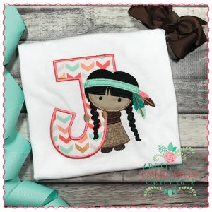 714 Native American Girl Alpha Font Applique Design