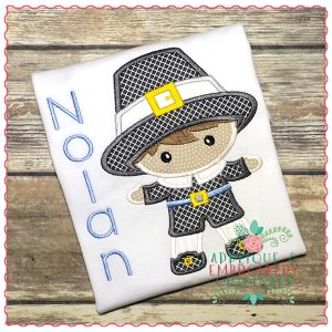 715 Pilgrim Quaker Boy Font Applique Design