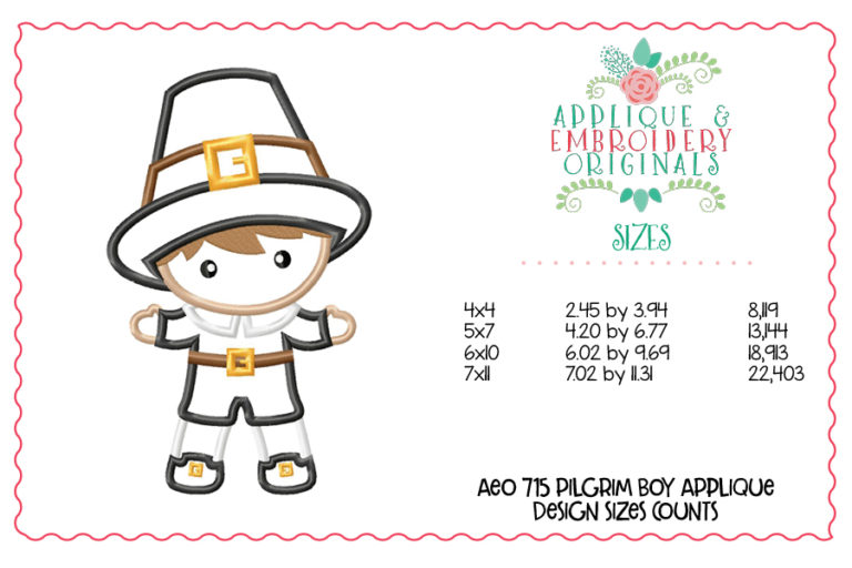 715 Pilgrim Quaker Boy Font Applique Design - Image 3
