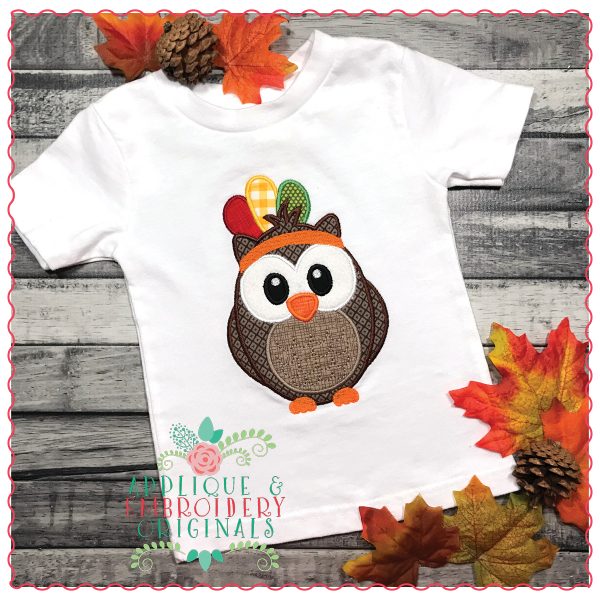 723 Indian Owl Applique Design Thanksgiving Applique Design - Image 2