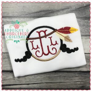 724 Native American Braids Monogram Circle Embroidery Design