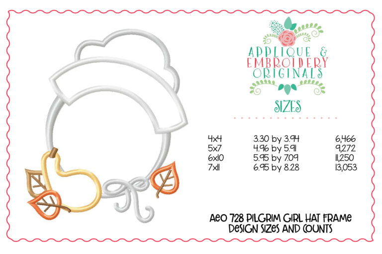 728 Pilgrim Girl Frame Circle Frame Circle Applique Design - Image 5