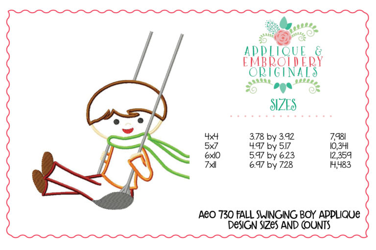 730 Swinging Boy Applique Design - Image 2