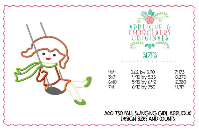 731 Swinging Girl Applique Design - Image 2