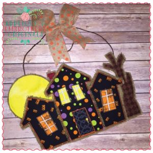 732 Haunted House Door Hanger In-The-Hoop Applique Design, instant download
