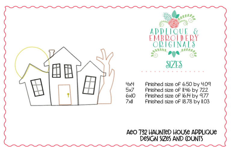732 Haunted House Door Hanger In-The-Hoop Applique Design, instant download - Image 2