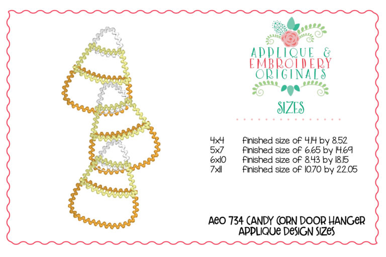 734 Candy Corn Door Hanger In-The-Hoop Applique Design - Image 2