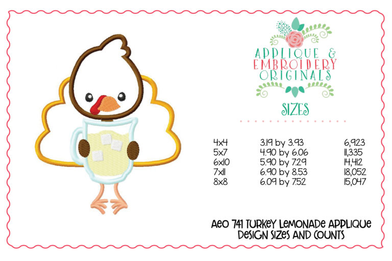 741 Turkey Lemonade Applique Design - Image 4