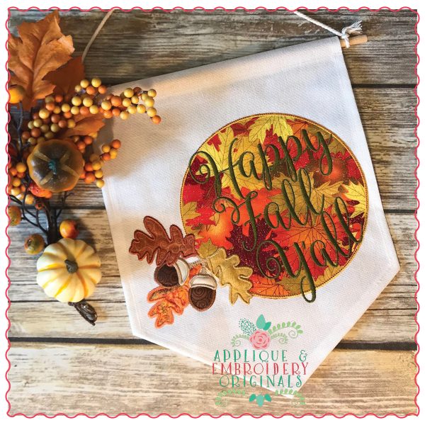 743 Acorn and Leaves Monogram Frame Applique Design - Image 3