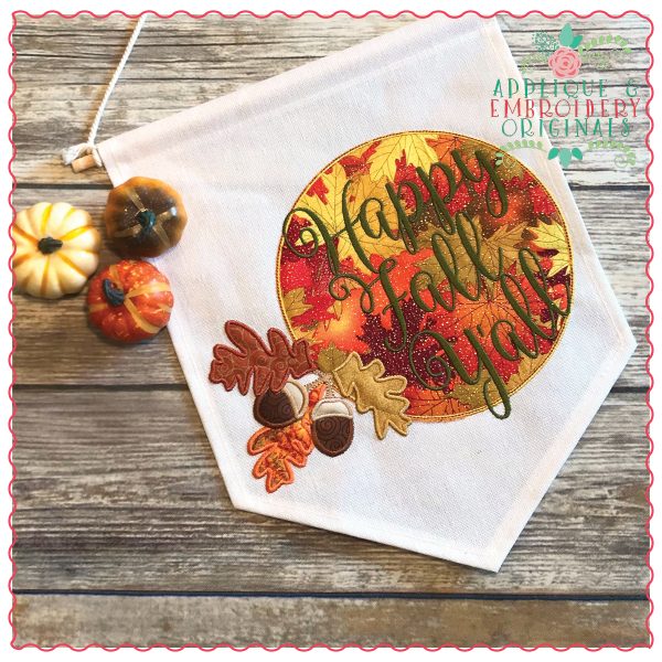 743 Acorn and Leaves Monogram Frame Applique Design - Image 2