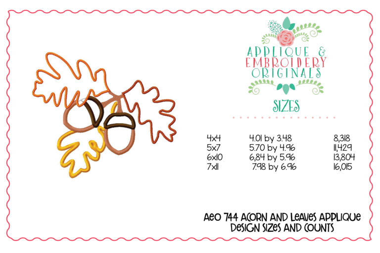 744 Acorn and Leaves Applique Design - Image 2