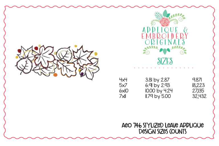 746 Stylized Leaves Frame Applique Design - Image 2