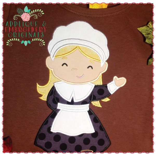 749 Pilgrim Girl Applique Design - Image 2