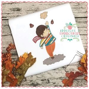 750 Boy in Leaves Applique Design