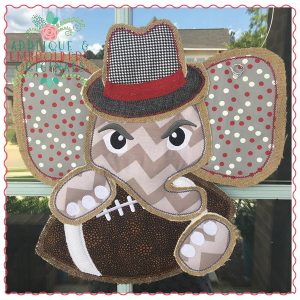 559 Elephant Fedora Football  Door Hanger In-The-Hoop Applique Design