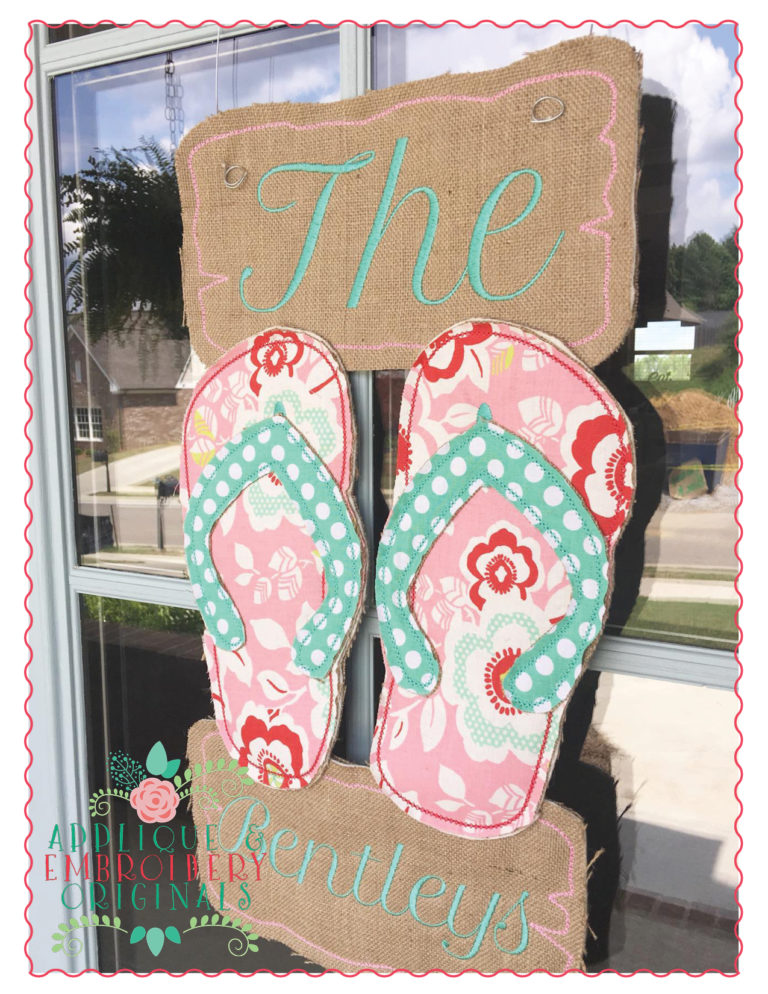 356 Flip Flops Beach Door Hanger In-The-Hoop Applique Design - Image 4