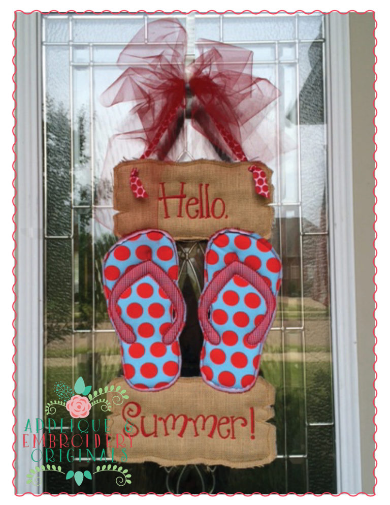 356 Flip Flops Beach Door Hanger In-The-Hoop Applique Design - Image 5