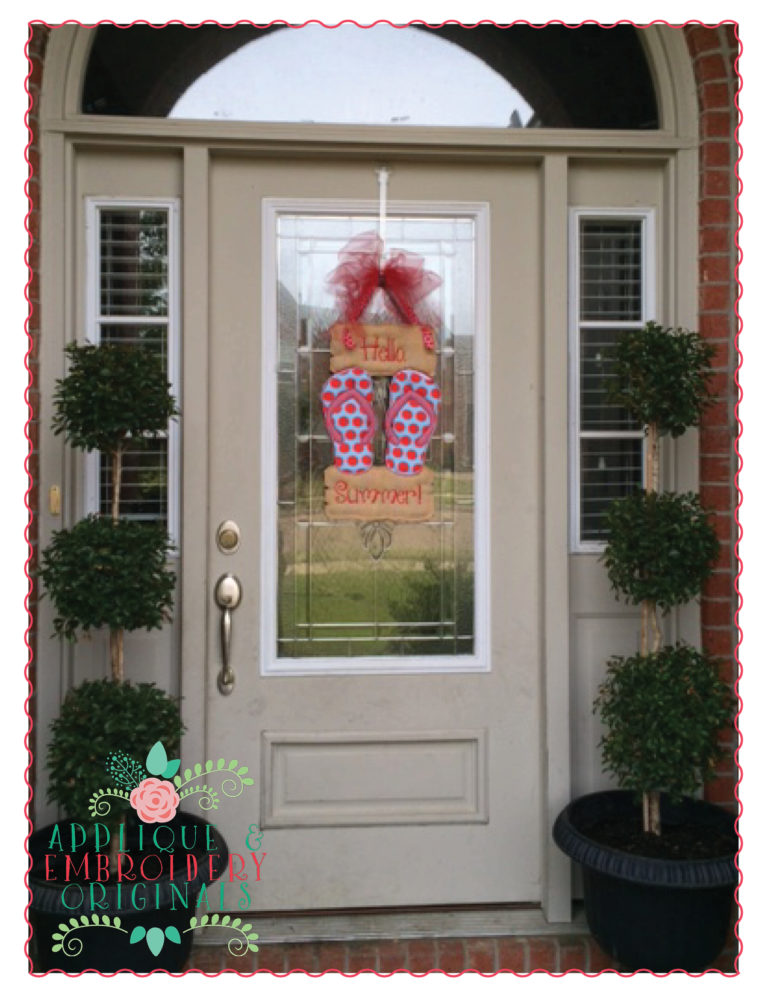 356 Flip Flops Beach Door Hanger In-The-Hoop Applique Design - Image 6