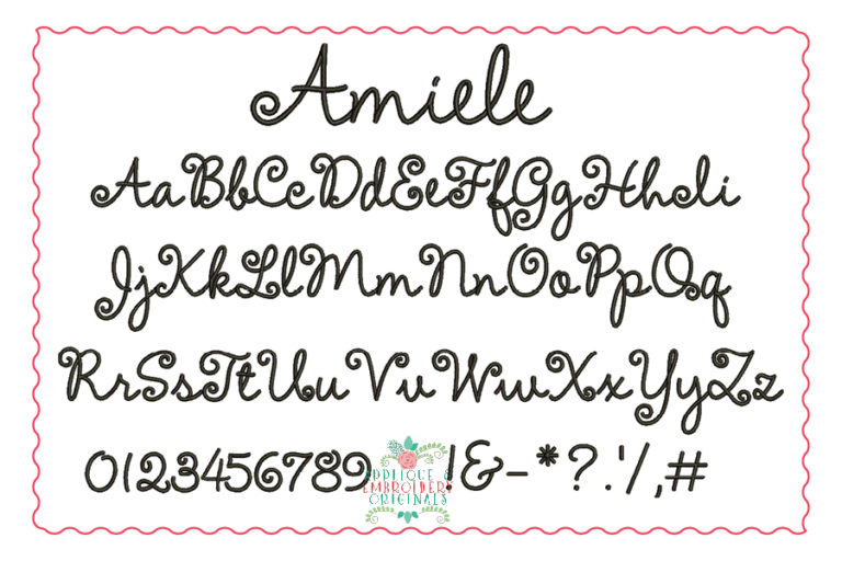 343 Amiele Script Monogram Embroidery Font - Image 2