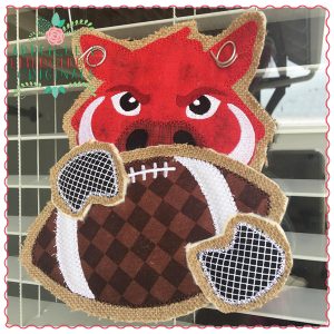 589 Razorback Football Door Hanger In-The-Hoop Applique Design