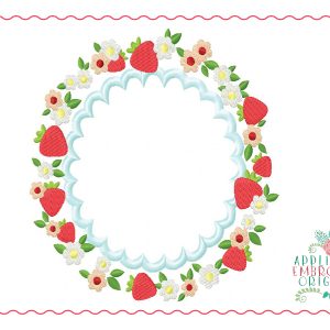 465 Strawberry Monogram Frame Applique Design