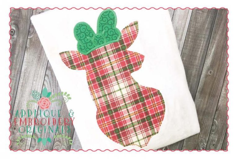 112 Reindeer Doe with Bow Vintage Stitch Applique Design