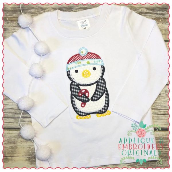1280 Penguin with Candy Cane Applique Design - Image 2