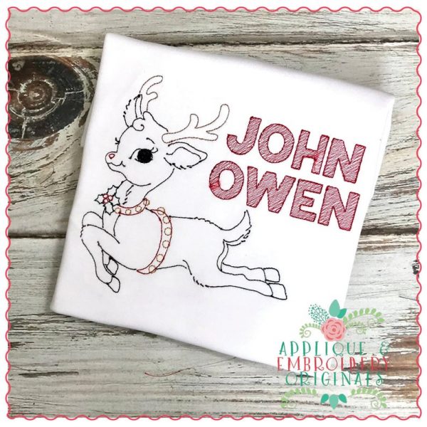 1294 Vintage Christmas Reindeer Embroidery Design - Image 3