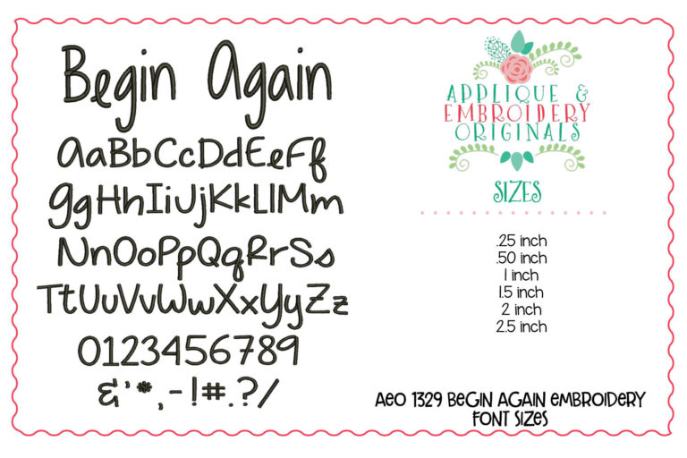 1329 Begin Again Embroidery Font - Image 3