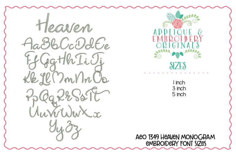 1349 Heaven Embroidery Font - Image 2