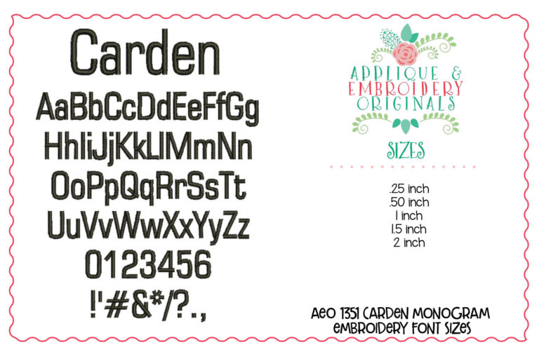 1351 Carden Embroidery Font - Image 3