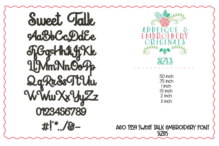 1359 Sweet Talk Embroidery Font - Image 3