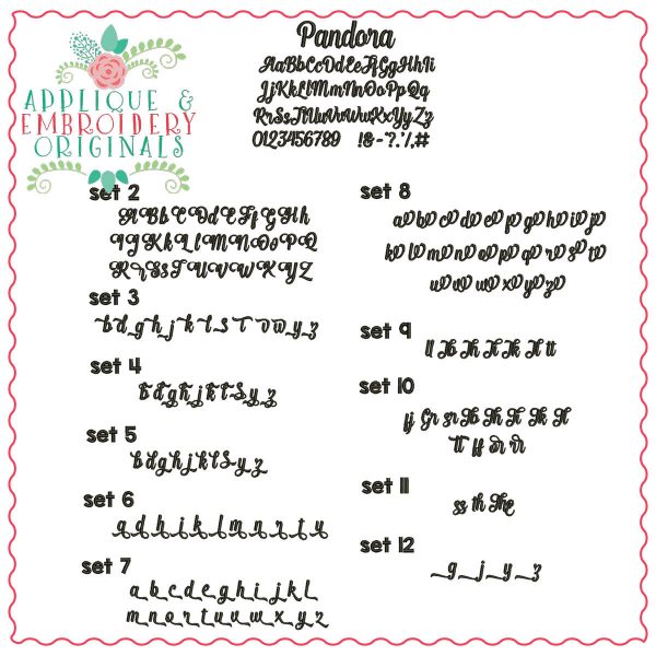 1360 Pandora Script Embroidery Font - Image 5