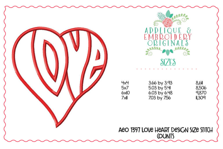 1397 Love Heart Applique Design - Image 3